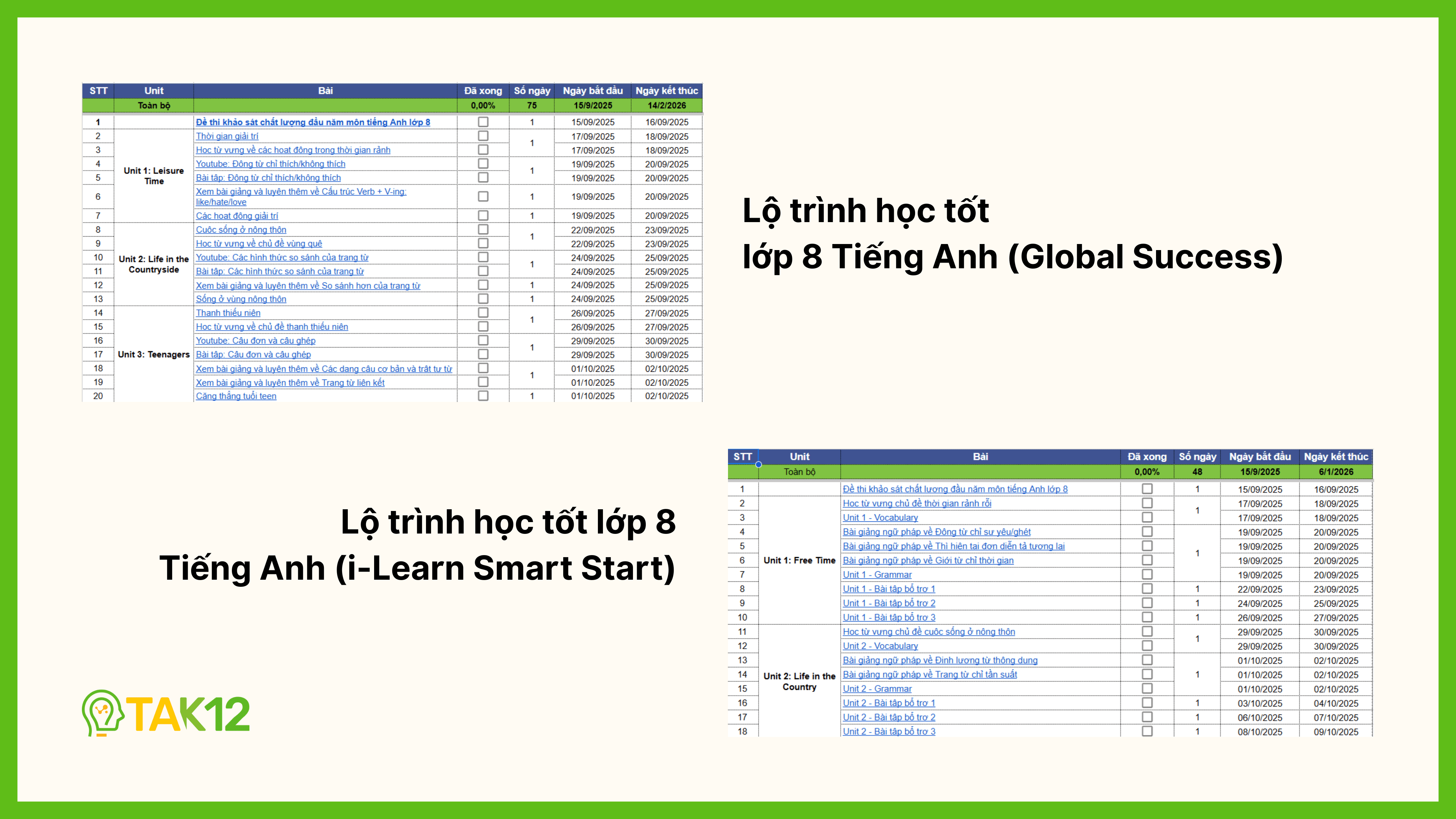 Lộ trình học tốt lớp 8 Tiếng Anh